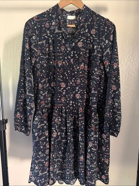 Boho Me Floral Drop Waist Babydoll Cottagecore Coquette Long Sleeve Dress